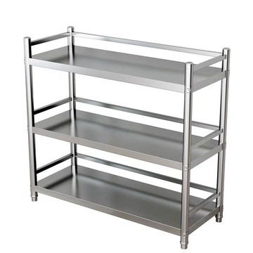 【臺灣公司 可打統編】免運 置物架 不鏽鋼置物架 304不銹鋼廚房置物架4三層帶圍欄落地架子微波爐架儲物收納架鍋架 可開發票 全館五折 工廠現貨直銷 新品特價 z10074