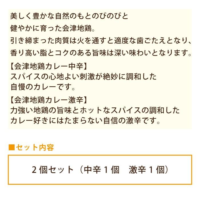 （お試し価格）会津地鶏カレー2個セット (中辛1個・激辛1個)*　福島県会津地鶏　お土産　おみやげ　非常食　送料無料　(メール便)