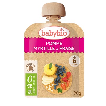 法國Babybio 生機蘋果藍莓草莓纖果泥 90g★衛立兒生活館★