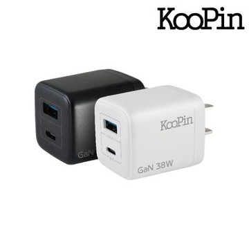 KooPin 38W氮化鎵 雙孔PD+QC 手機急速快充充電器