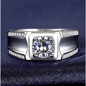 隔日到貨 尊榮 雙排 1克拉 莫桑鑽 戒指 八心八箭 低調奢華 S92銀 戒指 可調式戒圍 1041