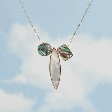 雙彩單葉項鍊 I珍珠母貝 鮑魚貝