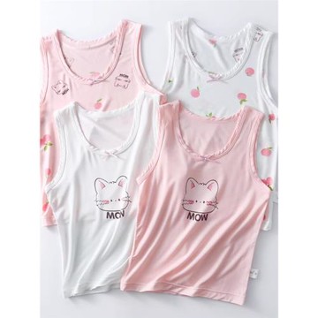 女童背心吊帶天絲莫代爾無骨睡衣兒童薄款夏季寶寶無袖打底家居服