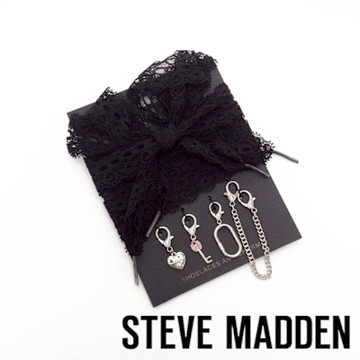 STEVE MADDEN-花邊蕾絲鞋帶吊飾組-黑色