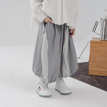 童裝 親子系列 撞色剪接抽繩刷刷裙M/L/XL