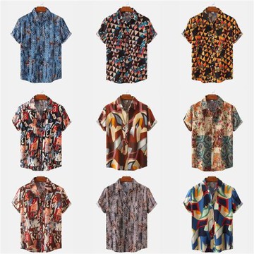 2022夏季男士休閑短袖印花襯衫Casual Short Sleeve Floral Shirt