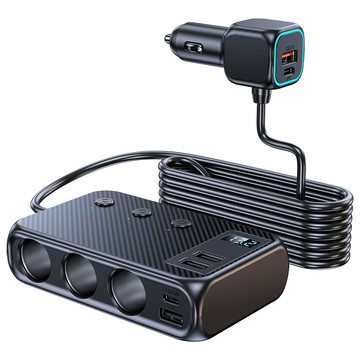 【旺科公司貨】一拖三車用點煙器擴充座 車充擴充 點煙孔擴充 PD+QC3.0 快充 點菸器擴充 電壓顯示 點煙孔獨立開關