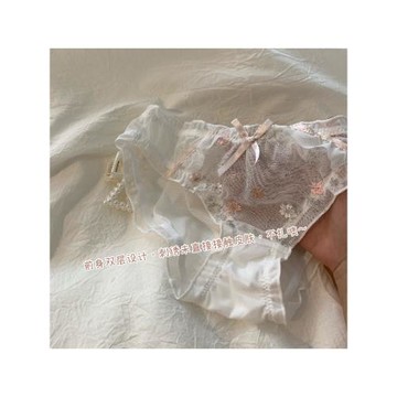 柔軟精致刺繡蕾絲性感溫柔嗲內褲女純棉襠抗菌網紗微透氣絲滑舒適