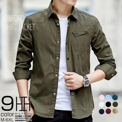 Omega シャツ メンズ 長袖 シャツジャケット オックスフォード タイト スタイリッシュ 無地 Cs 023 通販 Lineポイント最大get Lineショッピング