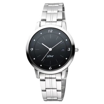 STAR 藝術時尚簡約風情女錶 黑x銀 36mm 9T1407-131S-D