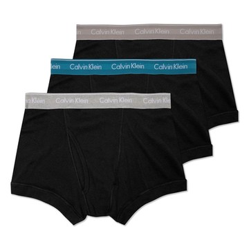 CK 經典短版文字貼身四角內褲三件組-黑色