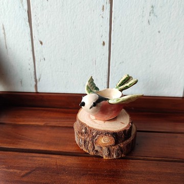 手作陶-靜心陶器-燭台-鳥兒燭座