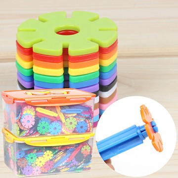 兒童寶寶益智幼兒園玩具大碼加厚拼插雪花片積木桶裝1000片3-8歲