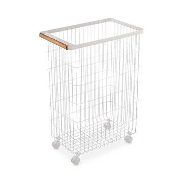 Yamazaki Tosca White Slim Rolling Laundry Basket