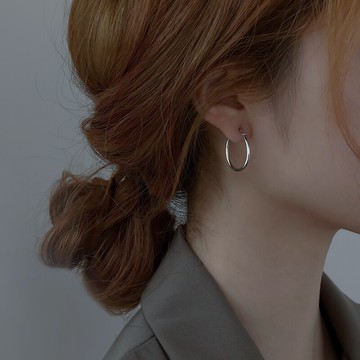 925純銀耳環女耳圈年新款潮圓圈耳釘小眾高級感耳扣素圈耳飾
