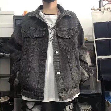 2022年秋季新款牛仔外套男潮流寬松休閑痞帥網紅精神小伙牛仔夾克