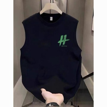 夏季男裝夏季美式字母印花休閒重磅純棉潮牌背心運動圓領坎肩上衣百搭男生背心 內搭背心 男背心 男內衣 健身緊身運動