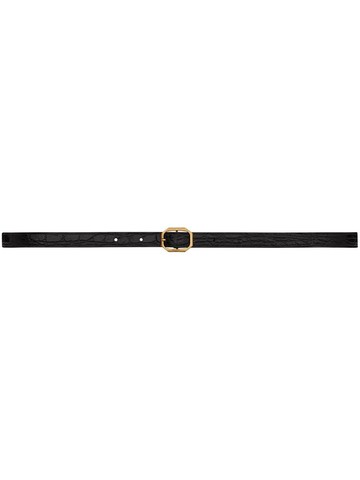 Saint Laurent - engraved-logo buckle belt - women - CALFSKIN - 70 - Black