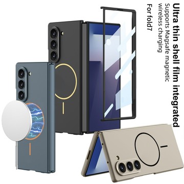 SAMSUNG 新款三星 Galaxy Z Fold7 手機殼 Fold7 保護套 Magsaf 無線充電磁環帶玻璃膜