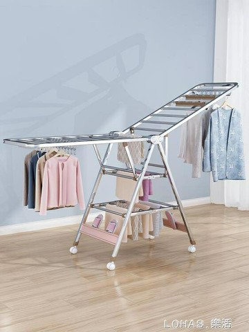 樂天優選~不銹鋼晾衣架落地摺疊臥室內陽台涼衣架家用嬰兒晾衣架曬被子神器 雙11全館免運