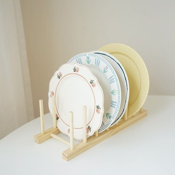 元氣角落ins木質實木盤子架瀝水架 書本收納架廚房餐具碗碟置物架