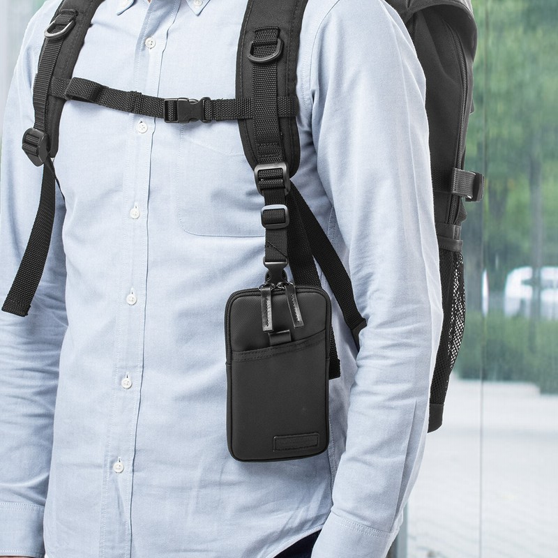 スマホポーチ メンズ リュック 取り付け可能 ベルト取付 耐水 ブラック リュックベルト用スマホポーチ 通販 Lineポイント最大1 0 Get Lineショッピング