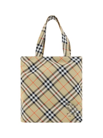Burberry Embroidered Canvas Check Shopping Bag