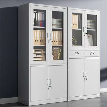 鐵皮文件柜財務資料檔案柜子辦公室帶鎖玻璃門收納儲物柜家用書柜/文件櫃/資料櫃/檔案櫃/辦公櫃/儲物櫃/收納櫃/置物櫃/更衣櫃/多層櫃/公文櫃