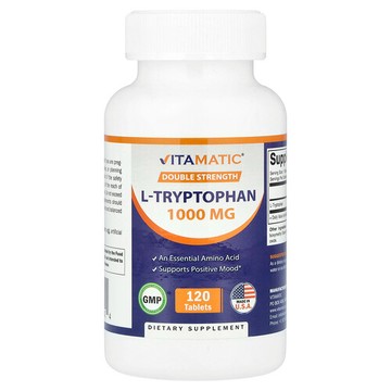 Vitamatic, L-色氨酸，雙倍功效，1000 毫克，120 片