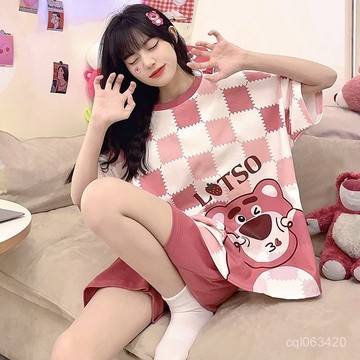 台灣现貨 韓國家居服 120KG大尺碼睡衣 睡衣女 女生睡衣 寬鬆睡衣 短袖睡衣 韓版睡衣 卡通睡衣 可愛睡衣 睡衣套裝