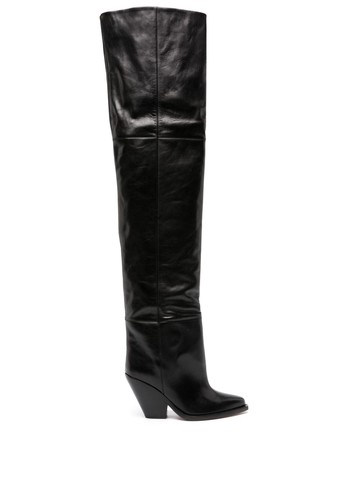 ISABEL MARANT - 88mm pointed-toe leather knee boots - women - Calf Leather/Calf Leather/Calf Leather - 40 - Black