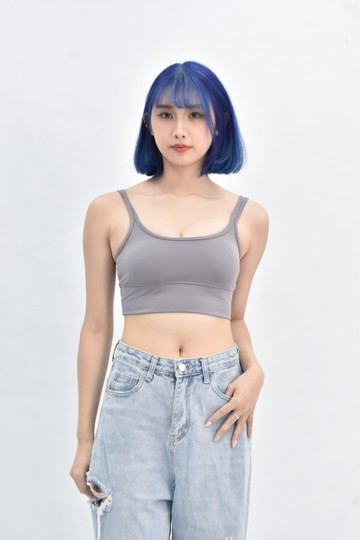 (S) 【里唯私服】shyin運動 bra top細肩帶灰色上衣