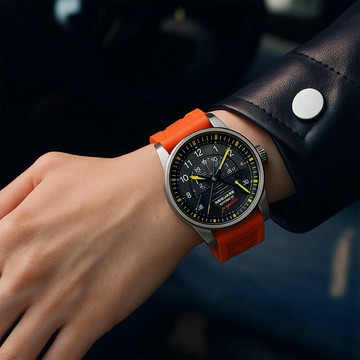 【NSQUARE】Propeller螺旋槳飛行機械系列 銀橘矽膠 自動 機械 腕錶 G0512-N26.4