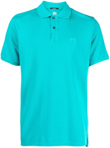 C.P. Company - logo-patch cotton polo shirt - men - Cotton - M - Blue