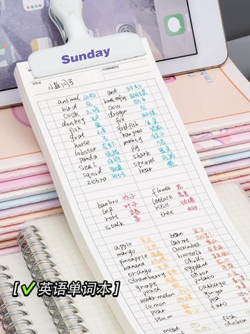 超長加厚單詞本 英語記憶本簡約ins風筆記本子中學生大學生考研學習便簽本計劃記事本隨身便攜分欄橫線網格本