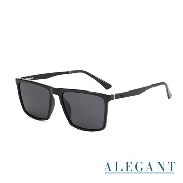 ALEGANT 潮流時尚膠捲黑TR90彈簧鏡腳寶麗來偏光墨鏡/UV400方框太陽眼鏡