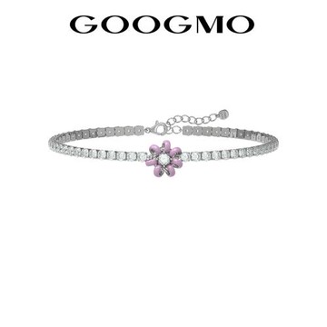 GOOGMO回想系列紫色花朵項鏈女輕奢小眾氣質配飾高級感鑲鉆鎖骨鏈