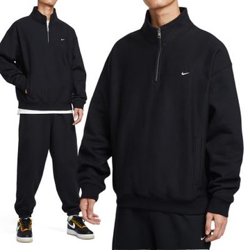 Nike Solo Swsh Bb Qrtr Zip 男款 黑色 立領 寬鬆 重磅 磨毛 長袖 HV1095-010