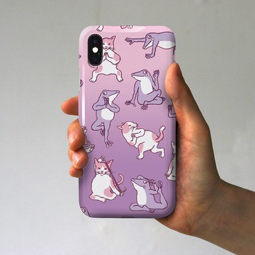 瑜伽貓和青蛙智能手機殼薰衣草