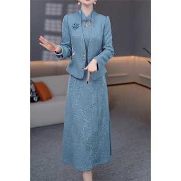 新中式國風復古套裝連衣裙女2025秋季新款時尚氣質顯瘦兩件套裙子