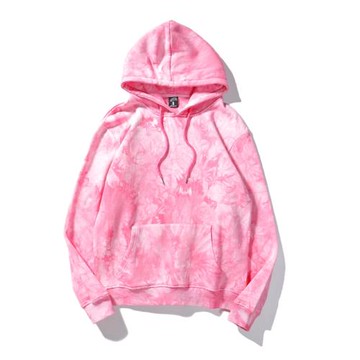 歐美式潮牌嘻哈彩粉漸變色扎染連帽衫衛衣男女情侶裝春秋薄絨外套
