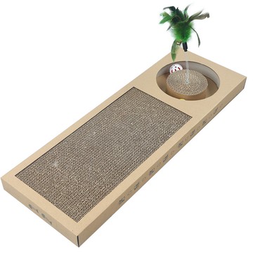 貓抓板玩具一體套裝貓咪羽毛玩具磨爪板練爪逗貓棒玩具球瓦楞紙