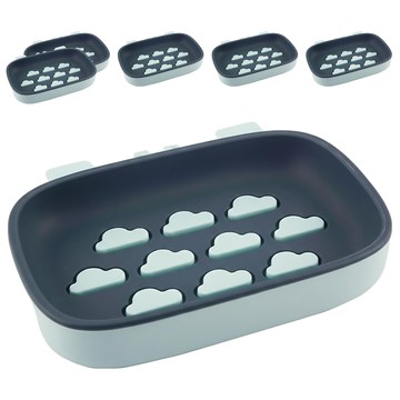 minono 米諾諾 雲朵造型不留痕瀝水香皂盒 多色隨機出貨 6個  顏色隨機  1組