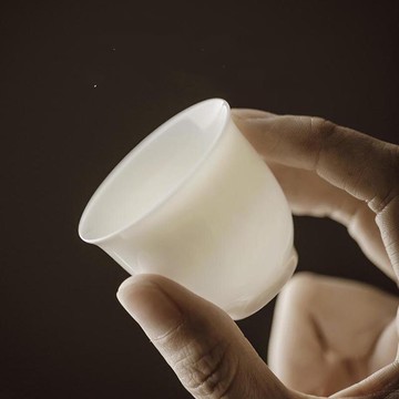 功夫道純白陶瓷茶杯功夫茶杯小號中式白瓷聚香杯純色品茗杯主人杯