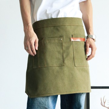 韓式半身帆布皮革圍裙