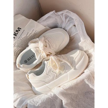 春季爆款奶fufu小白鞋女厚底原創大頭鞋配裙子2024新款休閑板鞋女