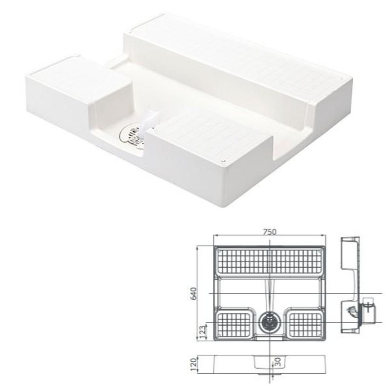 カクダイ 洗濯機用防水パン 右穴タイプ 426-421-RW - 4