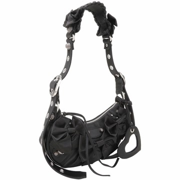 BALENCIAGA 巴黎世家  Le Cagole XS 蝴蝶結緞布肩/斜背可頌包(黑色)