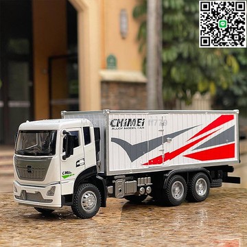 【卓越優選館】1:32仿真合金工程車 城市貨柜運輸卡車 聲光回力模型車 兒童玩具禮品 男孩生日禮物