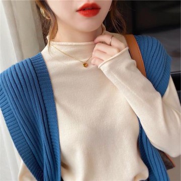 半高領打底衫女秋冬皮草內搭毛衣2021新款時尚洋氣時髦德絨針織衫